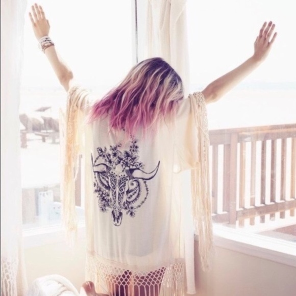 MODA ME COUTURE Accessories - LONGHORN PRINT KIMONO